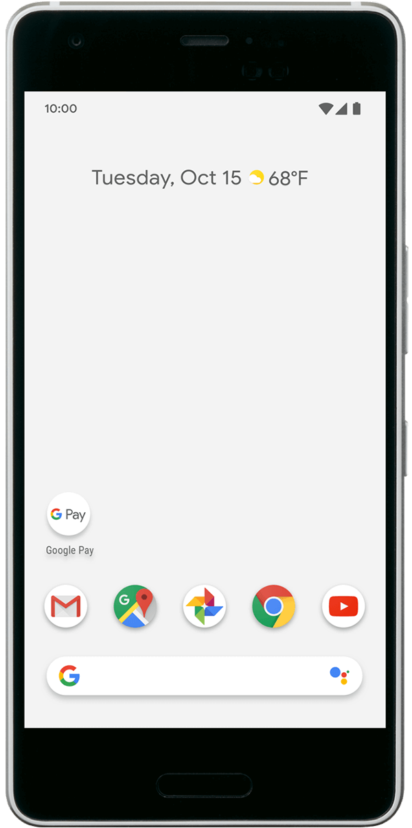 Adding a payment method for contactless payments page on Google Pay app